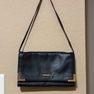 Michael Kors Black Pebbled Leather Crossbody with Gold Accents
